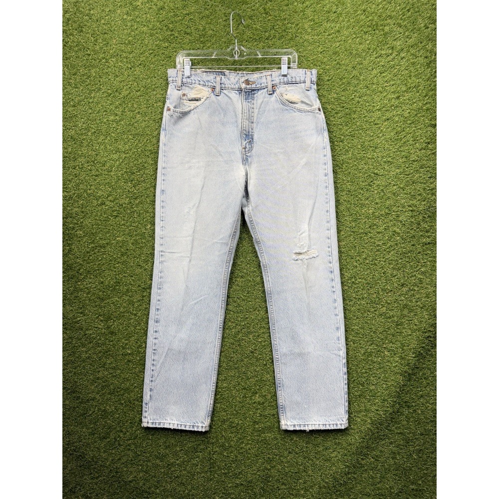 Vintage 505 Levis Jeans Mens 36x30 Light Wash Orange Tab Baggy Relaxed Straight